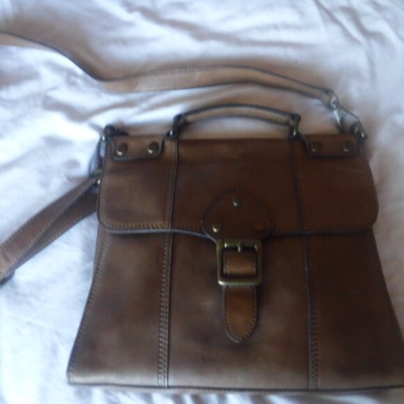 Leather Fossil Satchel Shoulder Bag Brown Purse - Picture 7 of 16